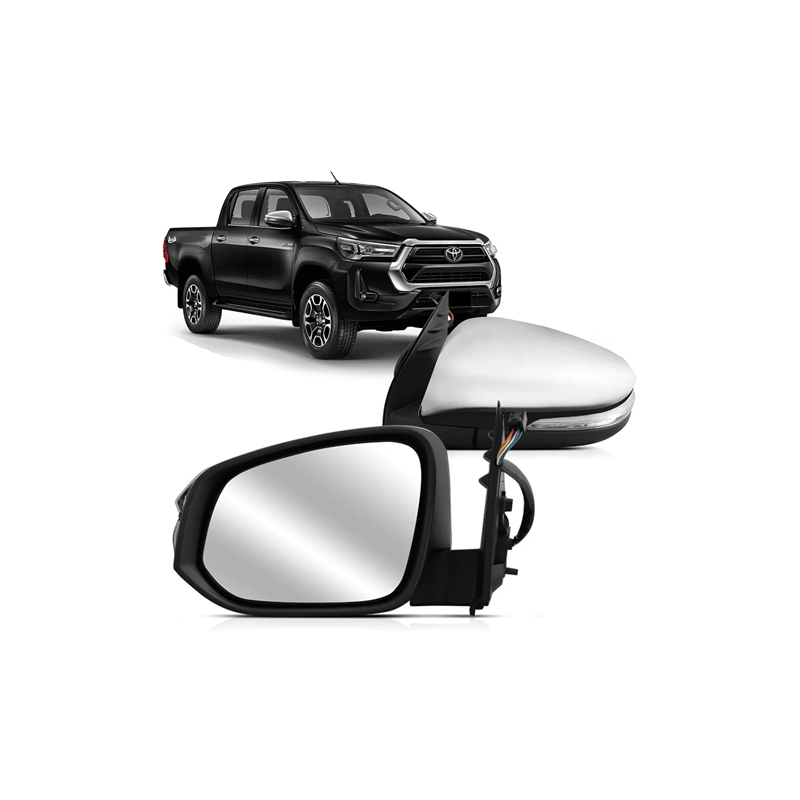 Retrovisor Izquierdo Electrico Cromado con Luz Hilux 2015-2025