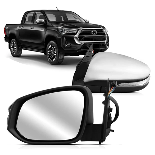 Retrovisor Izquierdo Electrico Cromado con Luz Hilux 2015-2025