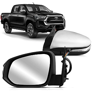 Retrovisor Izquierdo Electrico Cromado con Luz Hilux 2015-2025