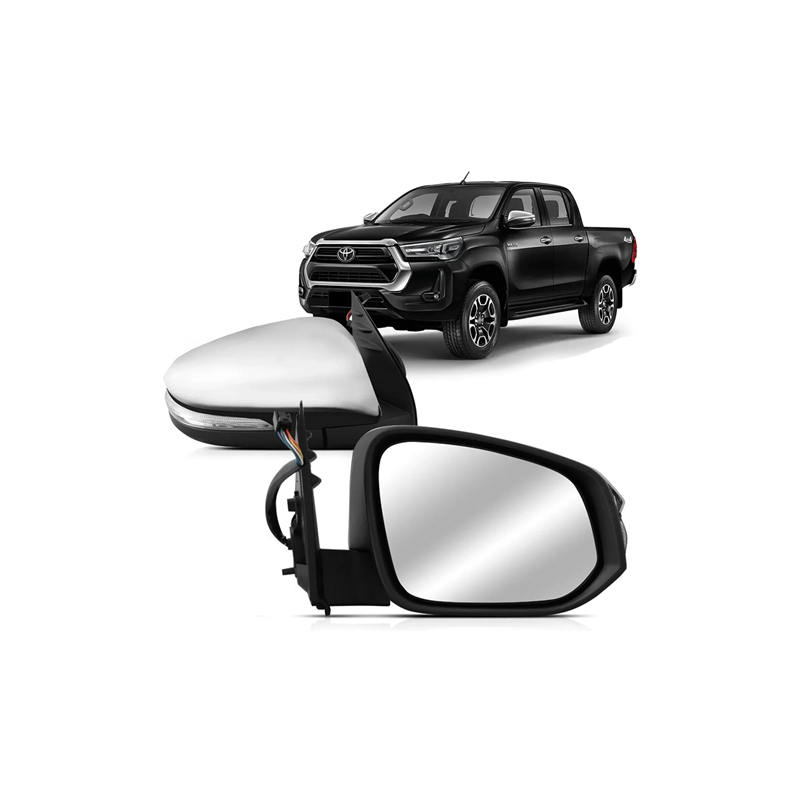 Retrovisor Derecho Electrico Cromado con Luz Hilux 2015-2025