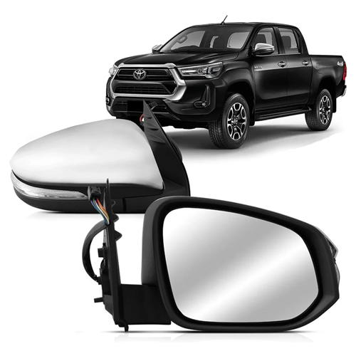 Retrovisor Derecho Electrico Cromado con Luz Hilux 2015-2025